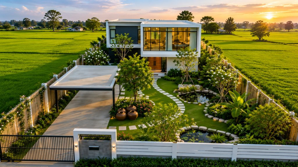 Modern House Design Surrounded by Lush Green Fields: A Complete Design Inspiration Guide